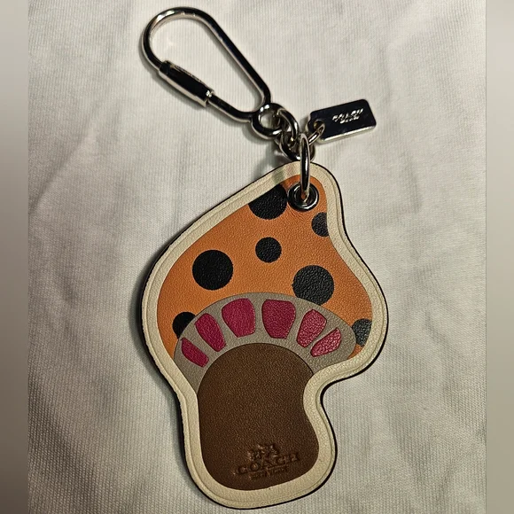 Coach Mushroom Leather Keychain Hangtag Charm - Picture 1 of 5